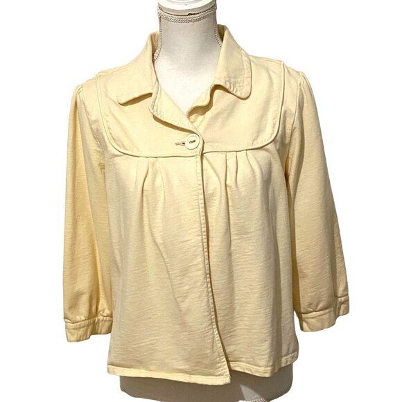 Vtg IZOD One Button Womens Jacket Blazer M Butter Yellow Easter Spring Preppy - Picture 1 of 5